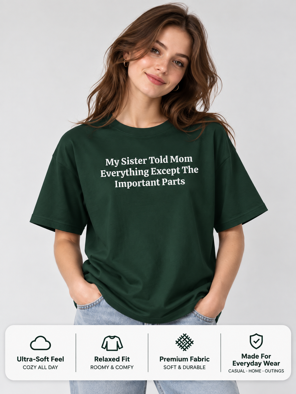 Funny Sister Boxy Tee | Told Mom Everything Except This