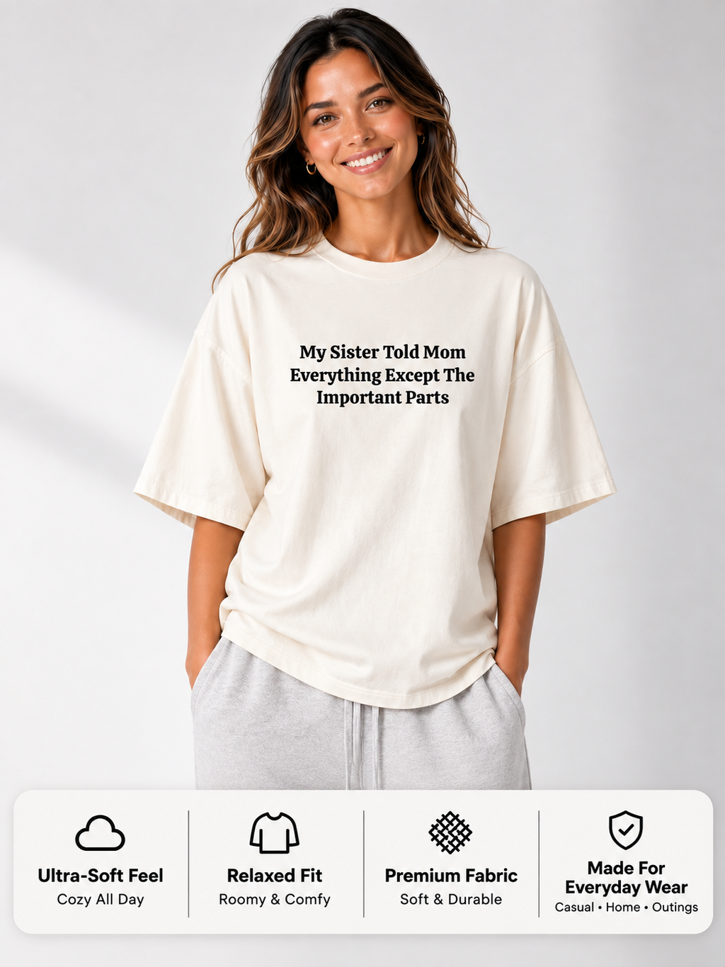 Funny Sister Boxy Tee | Told Mom Everything Except This