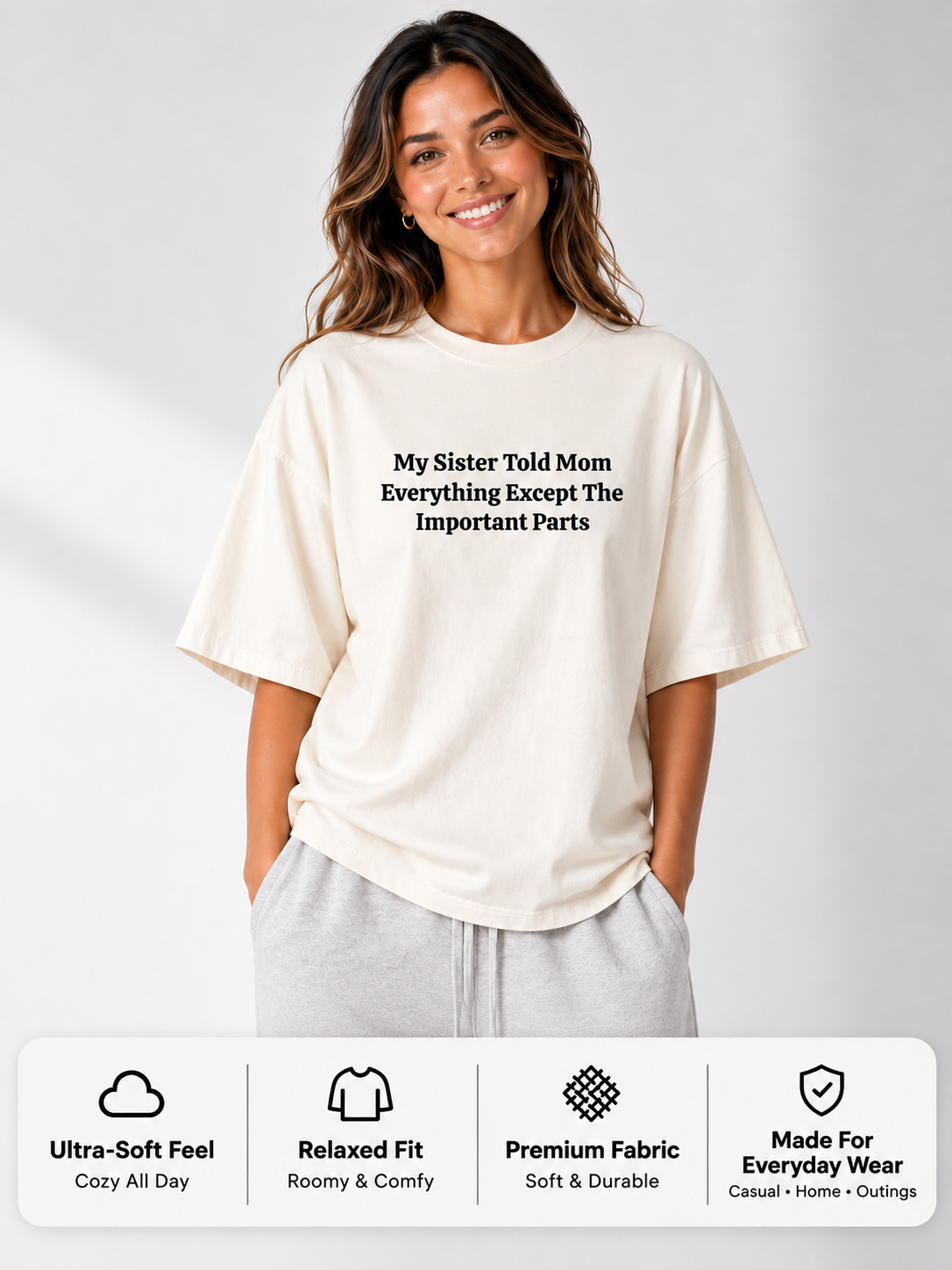 Funny Sister Boxy Tee | Told Mom Everything Except This