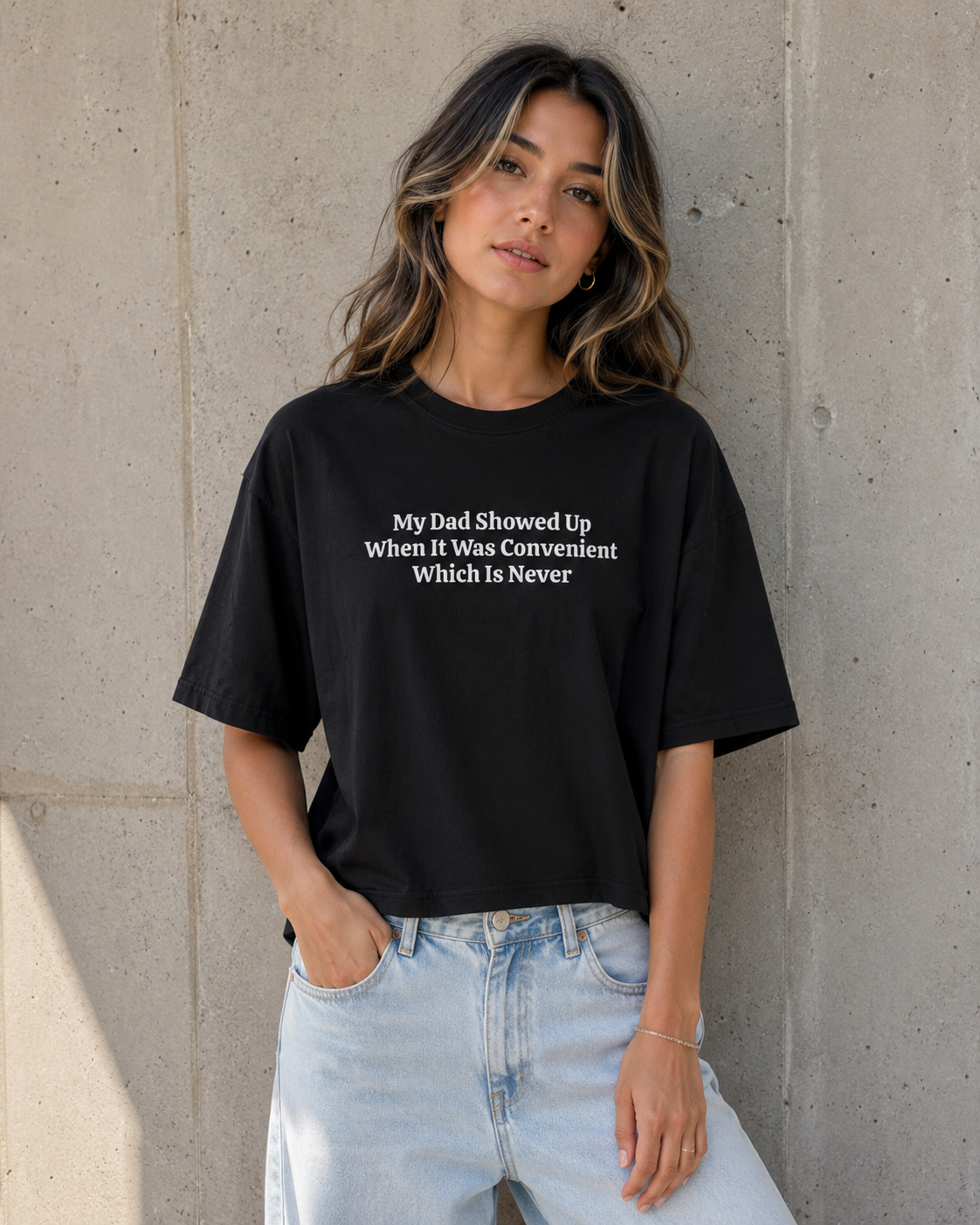 My Dad Showed Up When Convenient Funny Boxy Tee