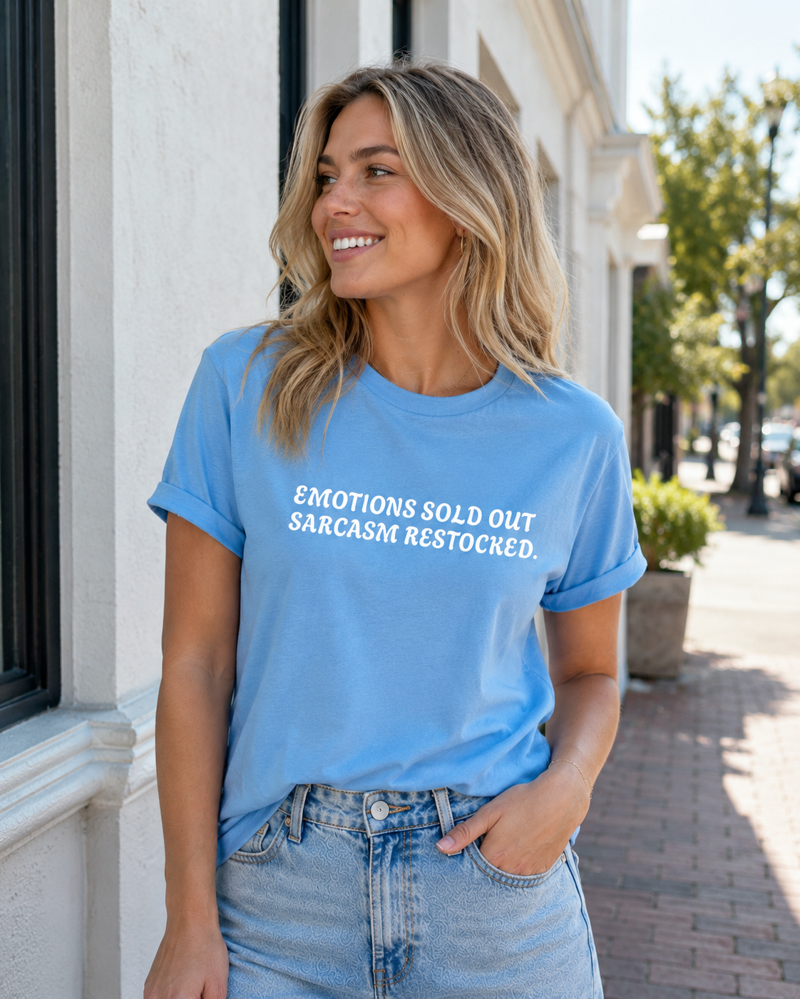 Emotions Sold Out Sarcasm Restocked Funny Graphic Tee
