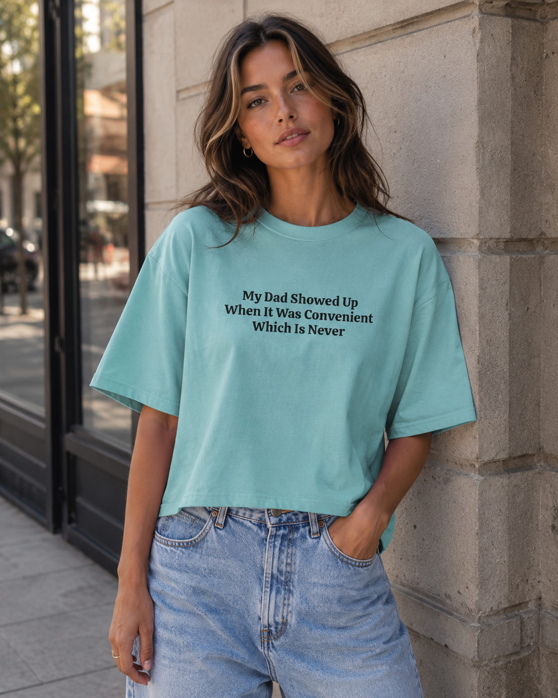 My Dad Showed Up When Convenient Funny Boxy Tee
