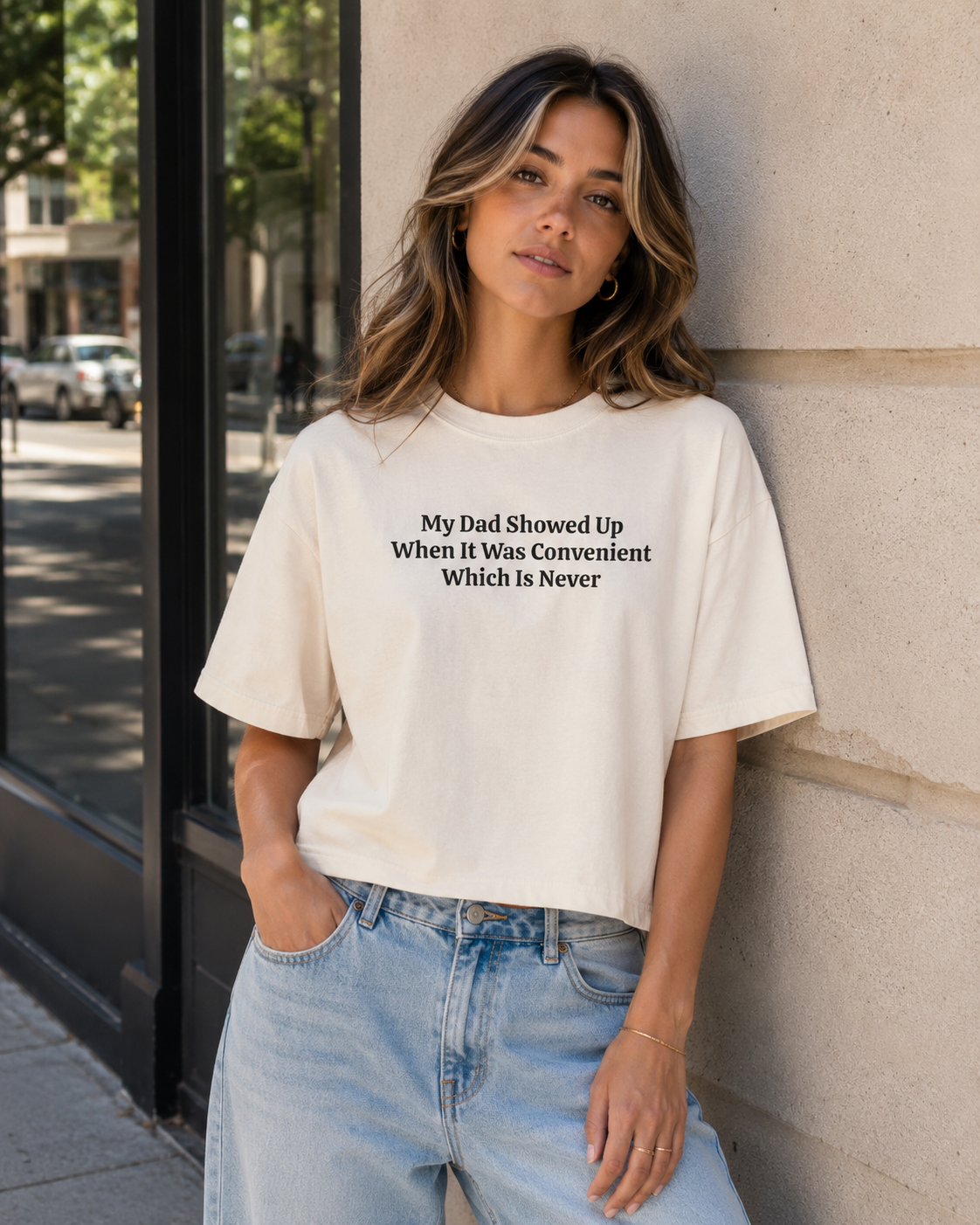 My Dad Showed Up When Convenient Funny Boxy Tee