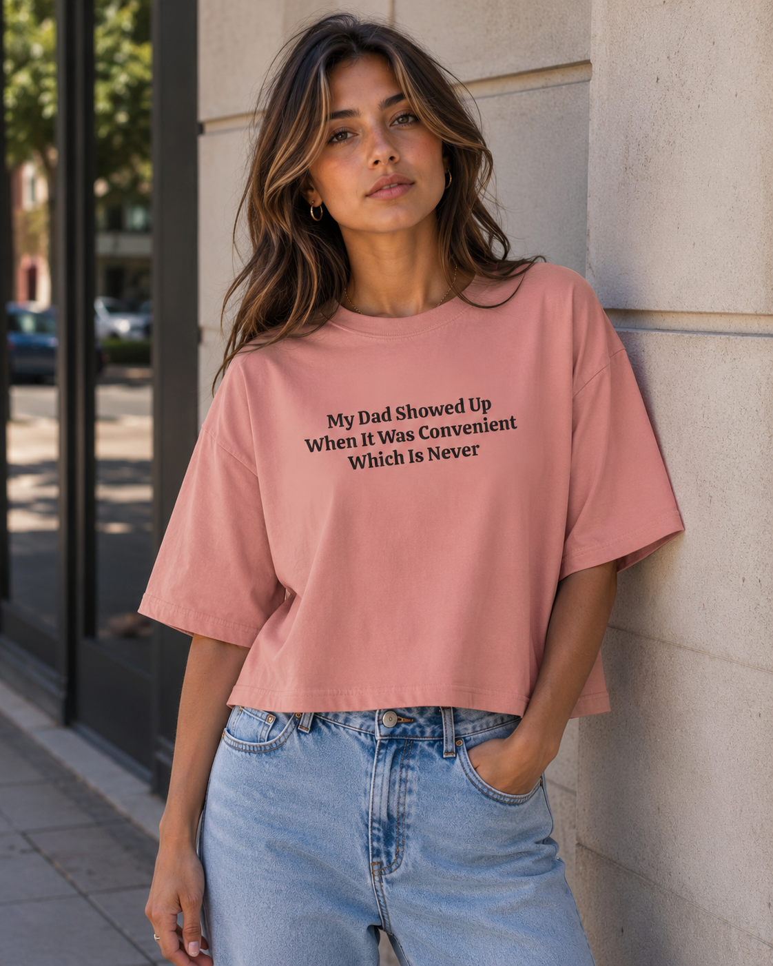 My Dad Showed Up When Convenient Funny Boxy Tee
