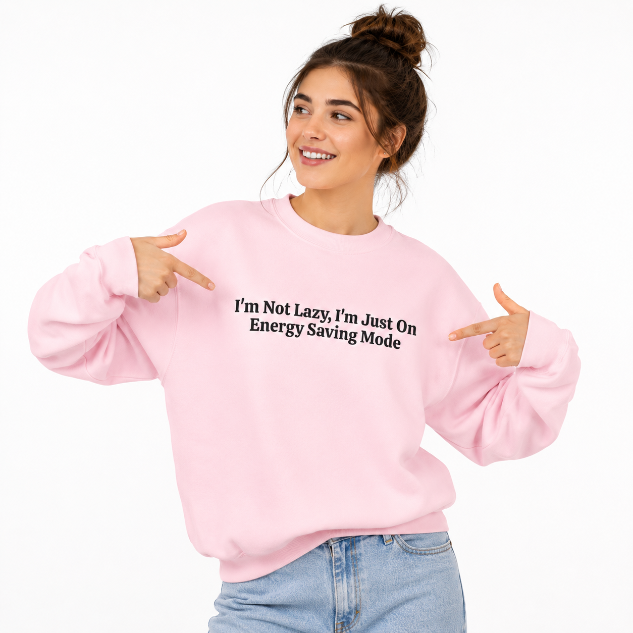 Energy Saving Mode Crewneck Sweatshirt | Funny Lazy Quote